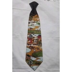 Vintage Smapper Jc Penny Men's Tie  Colorful Equestrian Scene Print Retro 70s